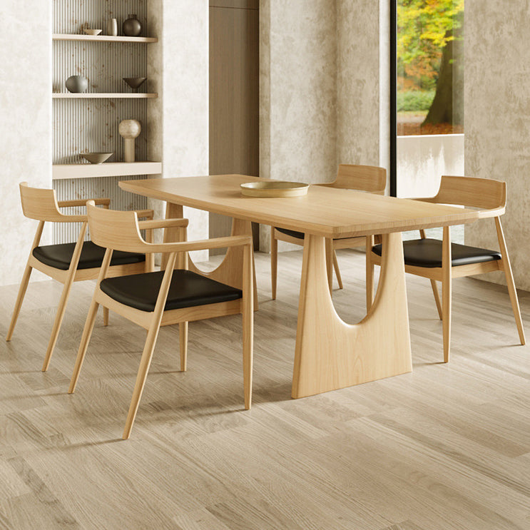 Solid Wood Dining Set 1/2/4/5/7 Pcs Double Pedestal Table with Bench and Chairs