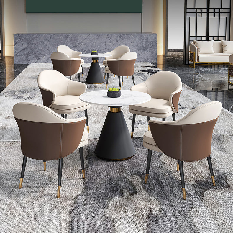 Round Pedestal Dining Set 1/4/5 Pieces Stone Top Modern Dinette Set in White