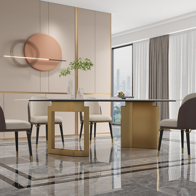 Luxurious Sintered Stone Top Dining Set Rectangle 1/4/5/6 Pieces Dining Room Table Set