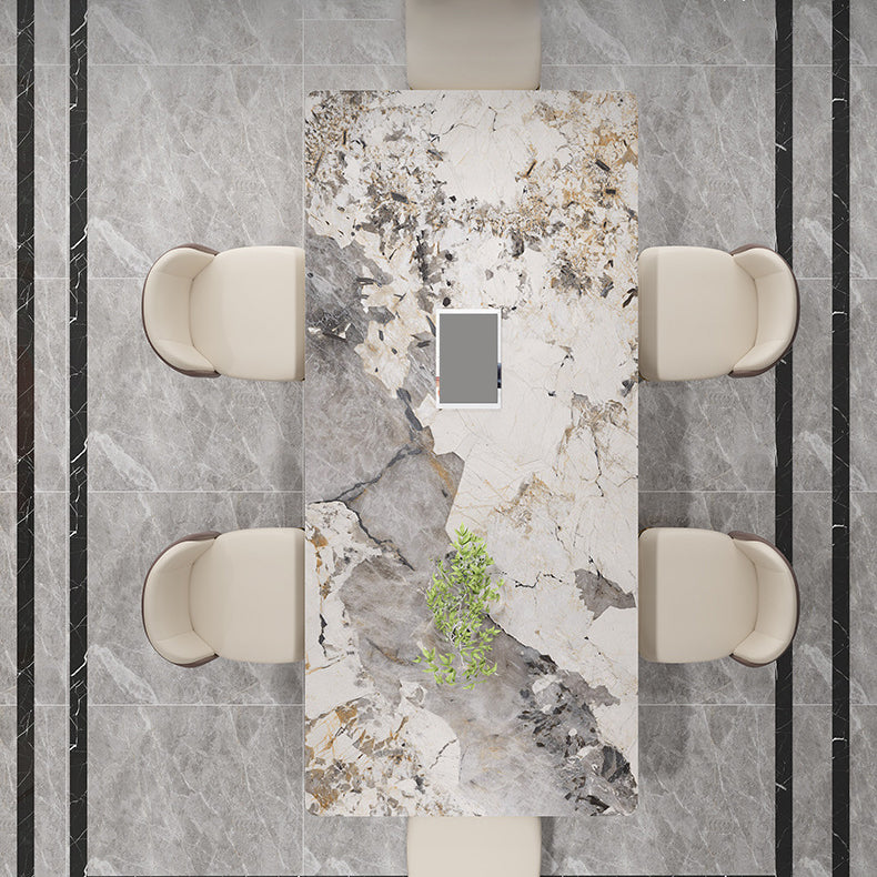 Luxurious Sintered Stone Top Dining Set Rectangle 1/4/5/6 Pieces Dining Room Table Set