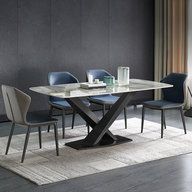 Modern Sintered Stone Top Dining Set Rectangular 1/4/5/7 Pieces Dining Area Table Set