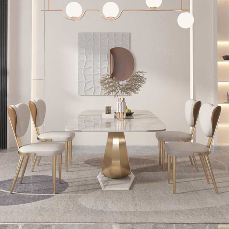 Nordic Glam Rectangle Sintered Stone Table Set 1/4/5/7/9 Pieces Dining Set