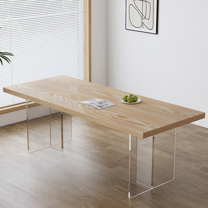 Modern Dining Room Set 1/2/5 Pcs Solid Wood Top Table with Acrylic Chairs