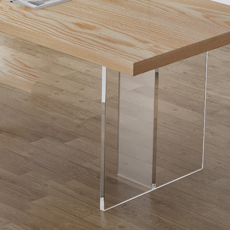 Modern Dining Room Set 1/2/5 Pcs Solid Wood Top Table with Acrylic Chairs