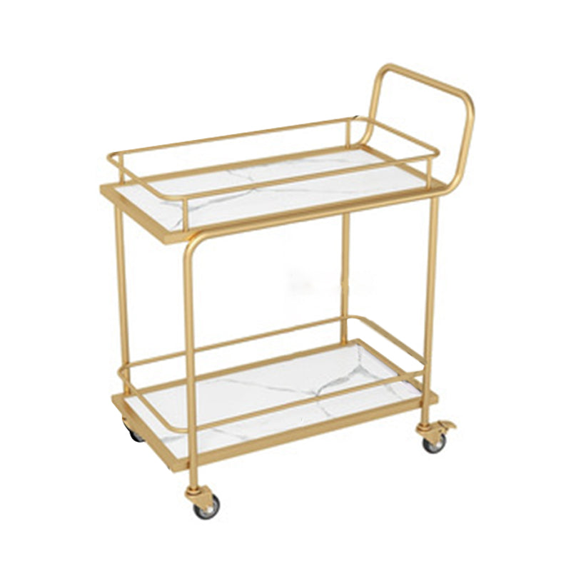 33.86" High Modern Style Rolling Prep Table Stone Prep Table for Dining Room
