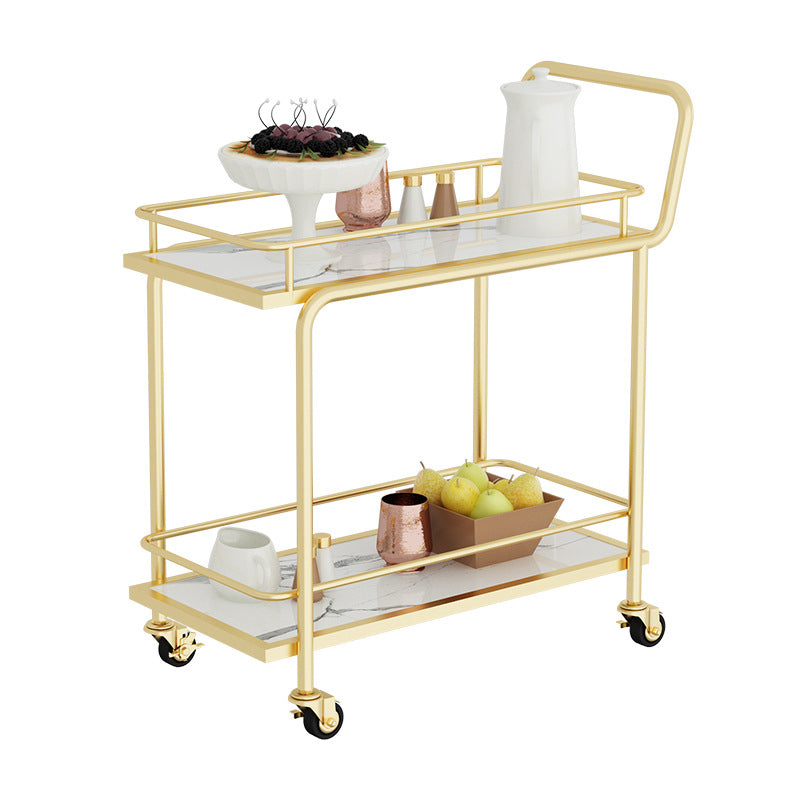 33.86" High Modern Style Rolling Prep Table Stone Prep Table for Dining Room