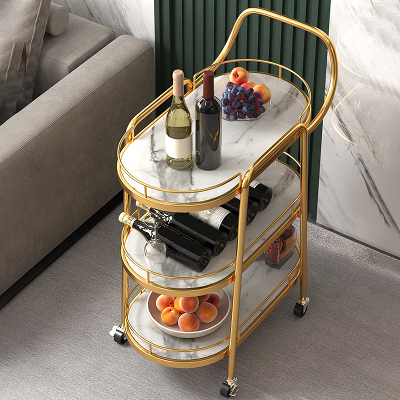 32.28" High Rolling Modern Style Prep Table Stone Prep Table for Dining Room