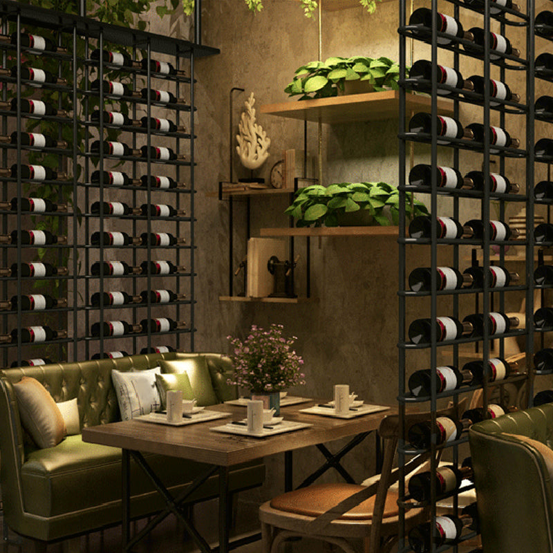 Industrial Wine Bottle Holder Floor Wine Rack in Matte Black