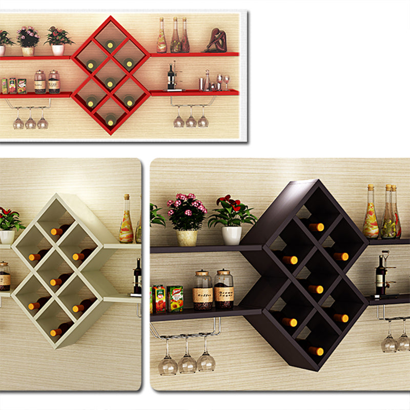 Contemporary Manufactured Wood Wine Bottle & Glass Rack Wall Mounted Wine Rack Kit