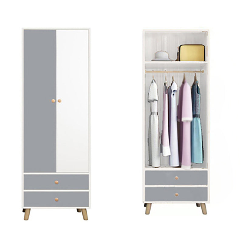 Modern Matte Finish Wardrobe for Home Wood Storage Cabinet with Hinged Door