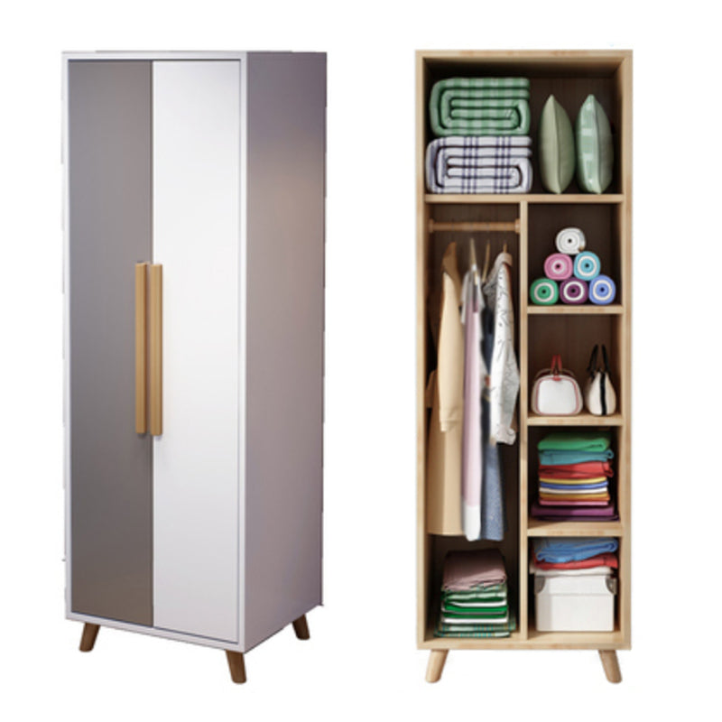 Modern Matte Finish Wardrobe for Home Wood Storage Cabinet with Hinged Door