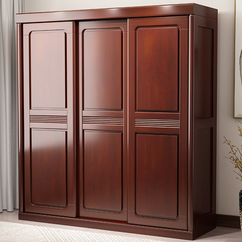 Traditional Wardrobe Cabinet Rubberwood Brown Wardrobe Armoire