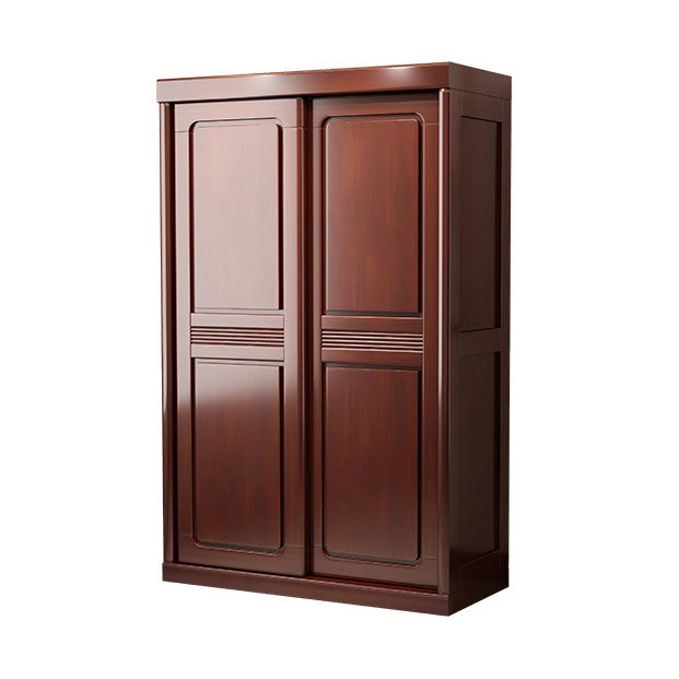 Traditional Wardrobe Cabinet Rubberwood Brown Wardrobe Armoire