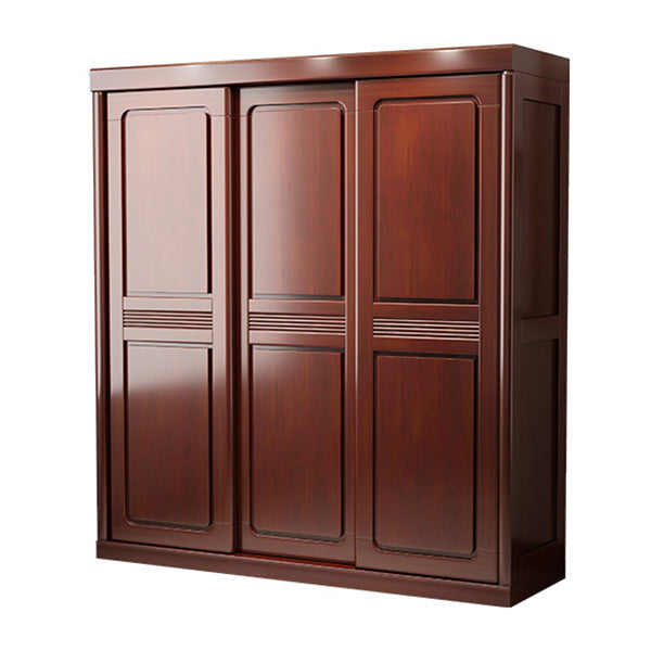 Traditional Wardrobe Cabinet Rubberwood Brown Wardrobe Armoire