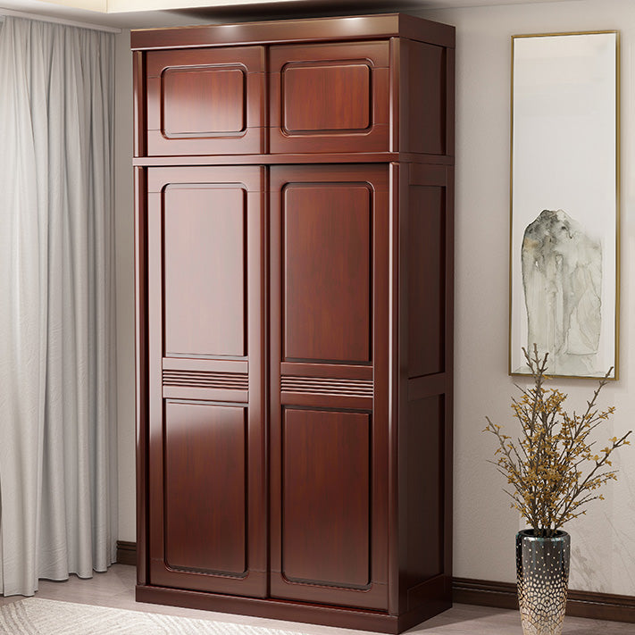 Traditional Wardrobe Cabinet Rubberwood Brown Wardrobe Armoire