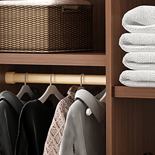 Traditional Wardrobe Cabinet Rubberwood Brown Wardrobe Armoire