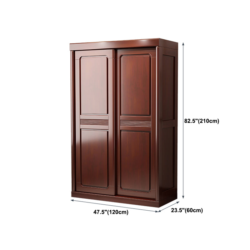 Traditional Wardrobe Cabinet Rubberwood Brown Wardrobe Armoire