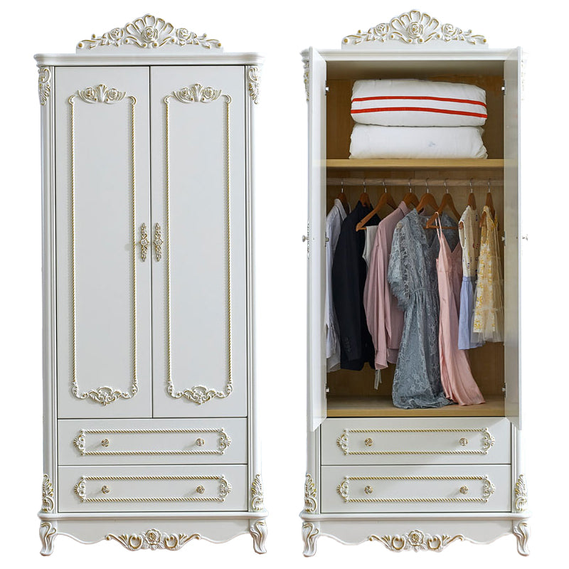 French Country Wardrobe Solid Wood Wardrobe Closet with Cloth Rod