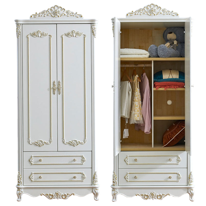 French Country Wardrobe Solid Wood Wardrobe Closet with Cloth Rod