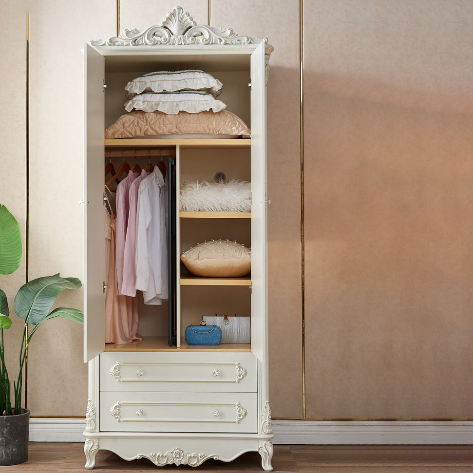 French Country Wardrobe Solid Wood Wardrobe Closet with Cloth Rod