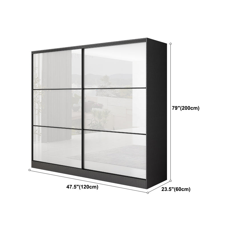 White and Black Wardrobe Armoire Engineered Wood Wardrobe Closet