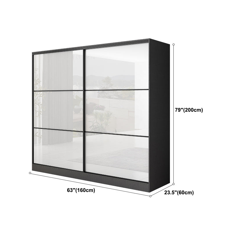 White and Black Wardrobe Armoire Engineered Wood Wardrobe Closet