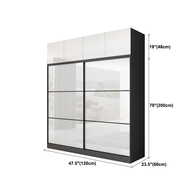 White and Black Wardrobe Armoire Engineered Wood Wardrobe Closet