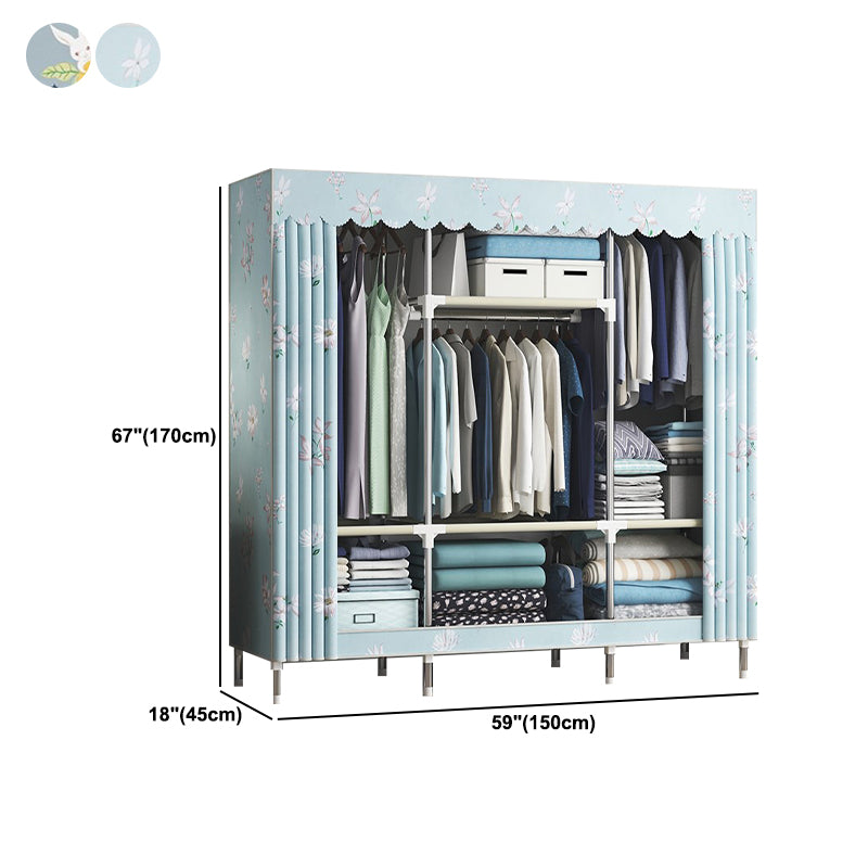 Contemporary Wardrobe Metal Bedroom Wardrobe Closet with Shelves