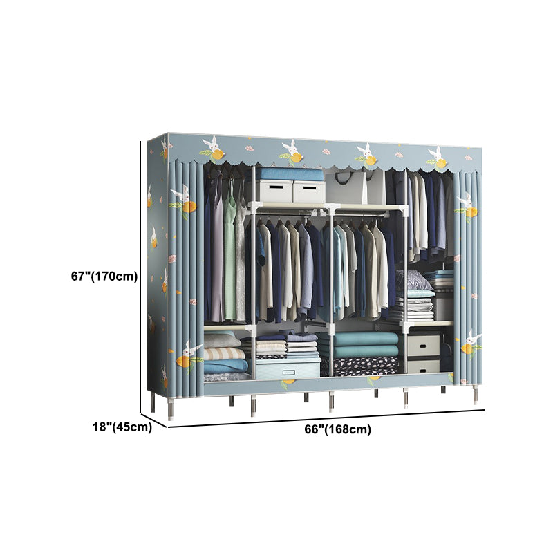 Contemporary Wardrobe Metal Bedroom Wardrobe Closet with Shelves