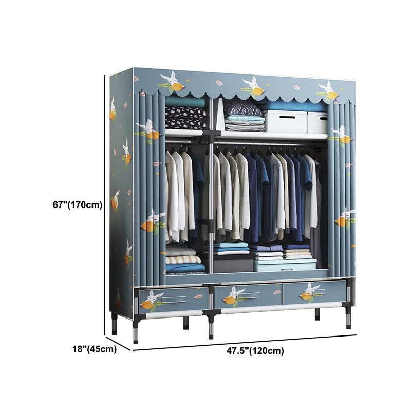 Contemporary Wardrobe Metal Bedroom Wardrobe Closet with Shelves