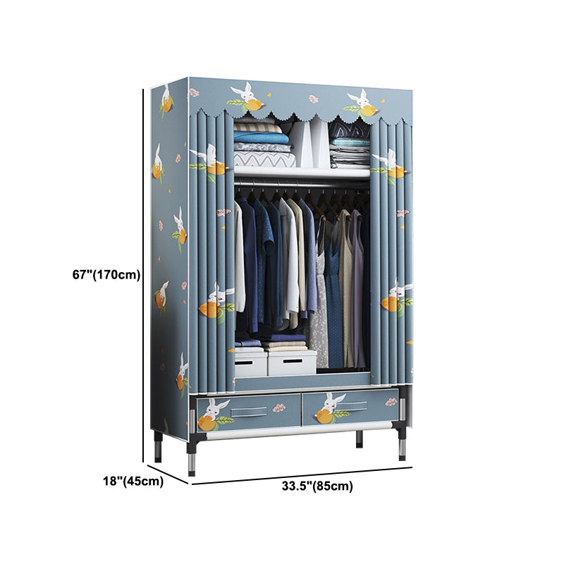 Contemporary Wardrobe Metal Bedroom Wardrobe Closet with Shelves