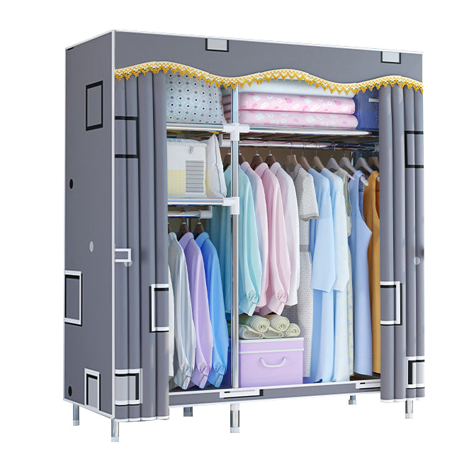 Modern Style Wardrobe Metal Bedroom Wardrobe Closet with Cloth Rod