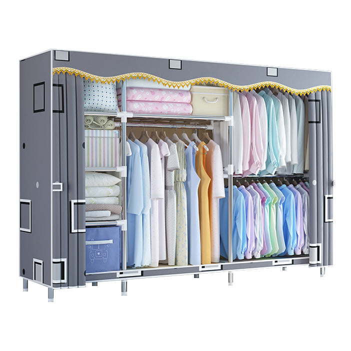Modern Style Wardrobe Metal Bedroom Wardrobe Closet with Cloth Rod