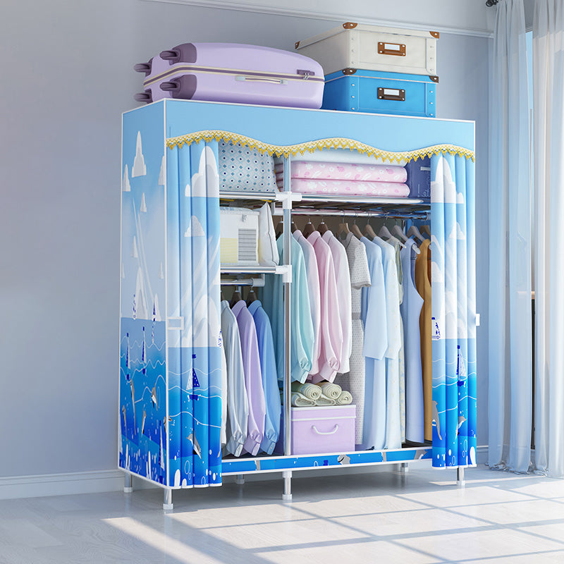 Modern Style Wardrobe Metal Bedroom Wardrobe Closet with Cloth Rod