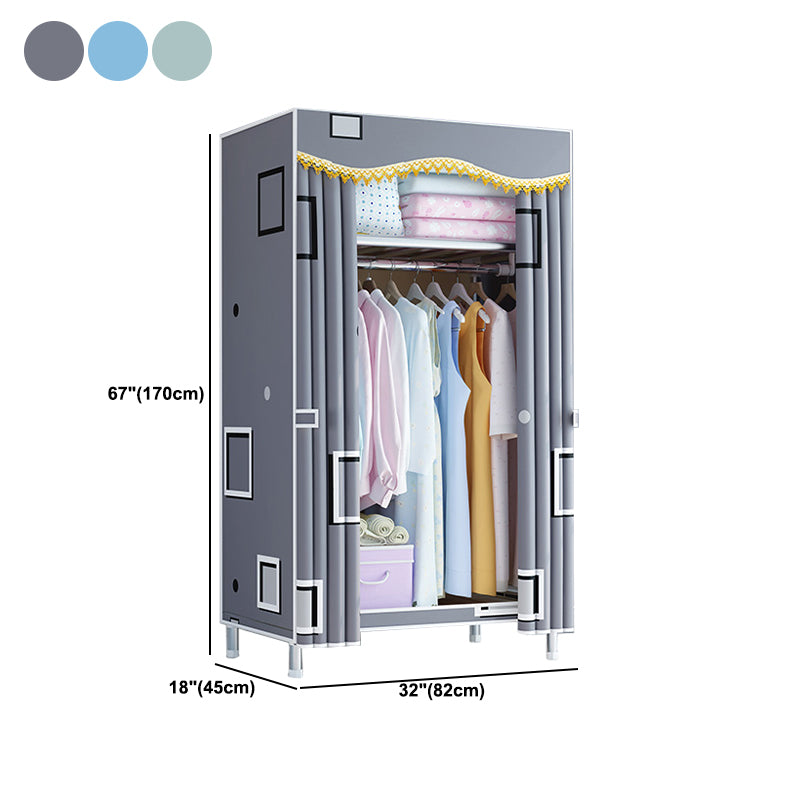 Modern Style Wardrobe Metal Bedroom Wardrobe Closet with Cloth Rod