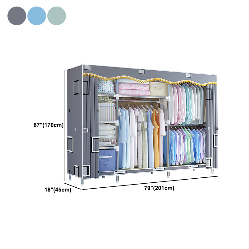 Modern Style Wardrobe Metal Bedroom Wardrobe Closet with Cloth Rod