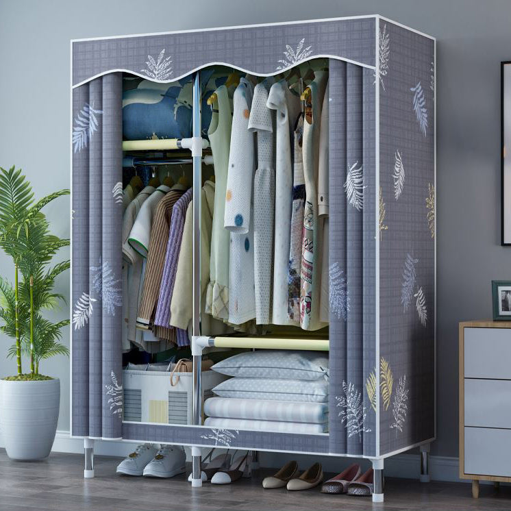 Modern Style Wardrobe Metal 1-Door Wardrobe Closet with Cloth Rod