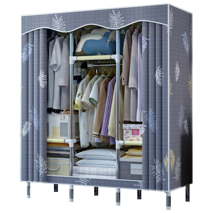 Modern Style Wardrobe Metal 1-Door Wardrobe Closet with Cloth Rod