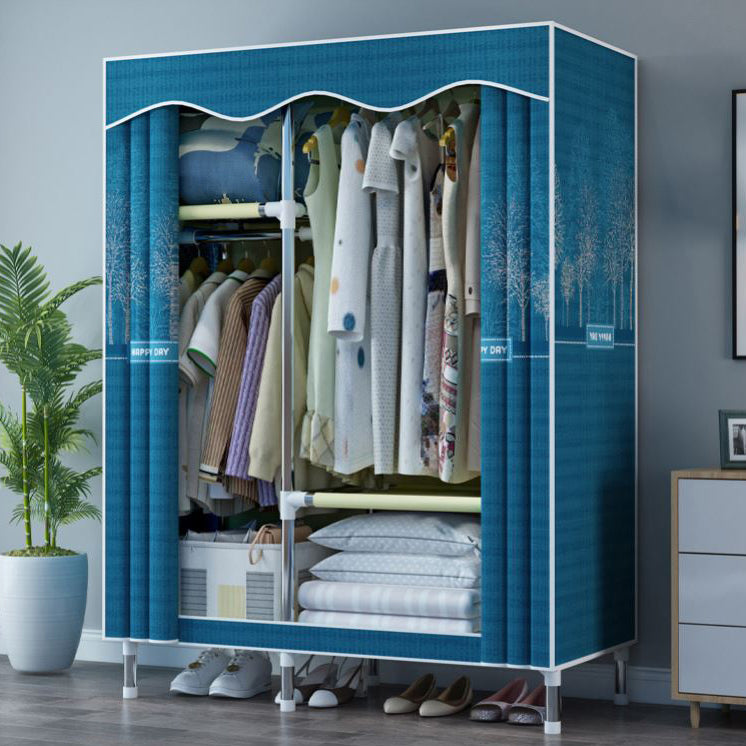 Modern Style Wardrobe Metal 1-Door Wardrobe Closet with Cloth Rod