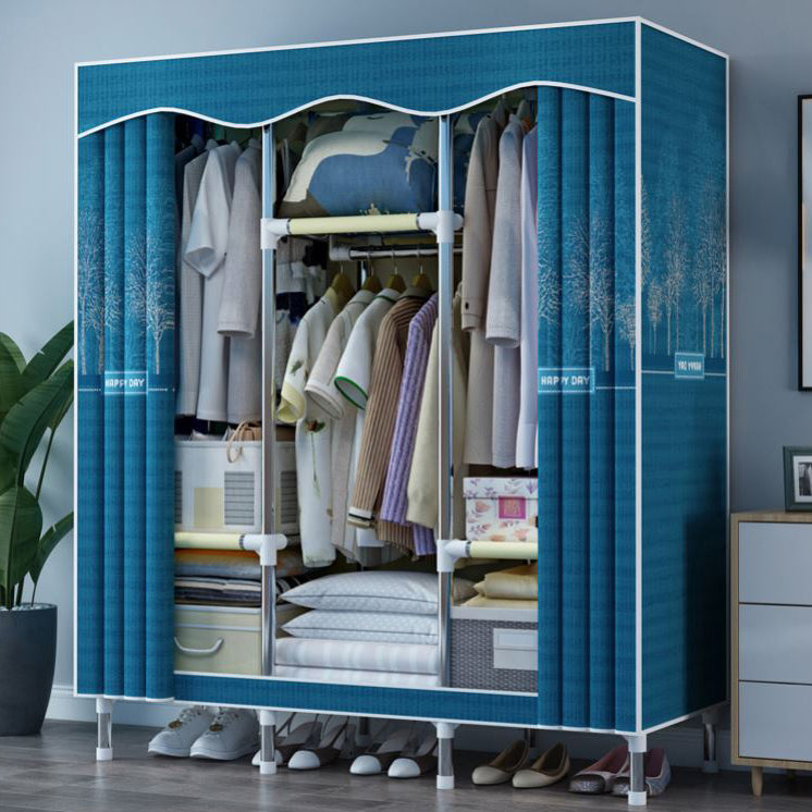 Modern Style Wardrobe Metal 1-Door Wardrobe Closet with Cloth Rod