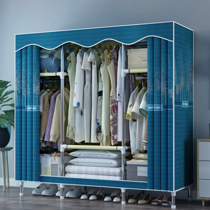 Modern Style Wardrobe Metal 1-Door Wardrobe Closet with Cloth Rod