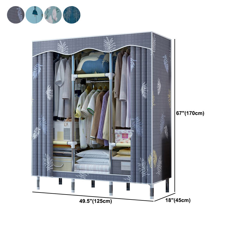 Modern Style Wardrobe Metal 1-Door Wardrobe Closet with Cloth Rod