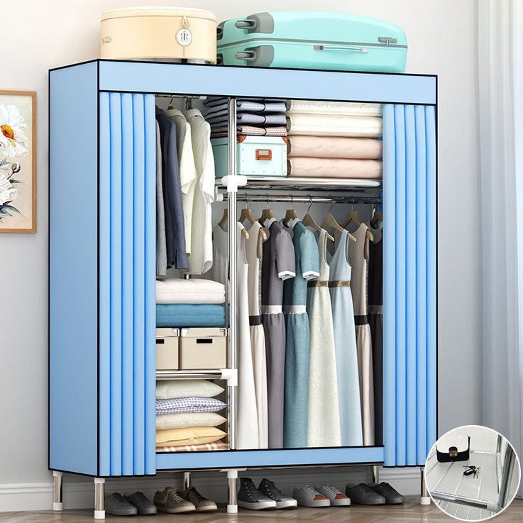 Contemporary Wardrobe Metal 1-Door Wardrobe Closet with Cloth Rod