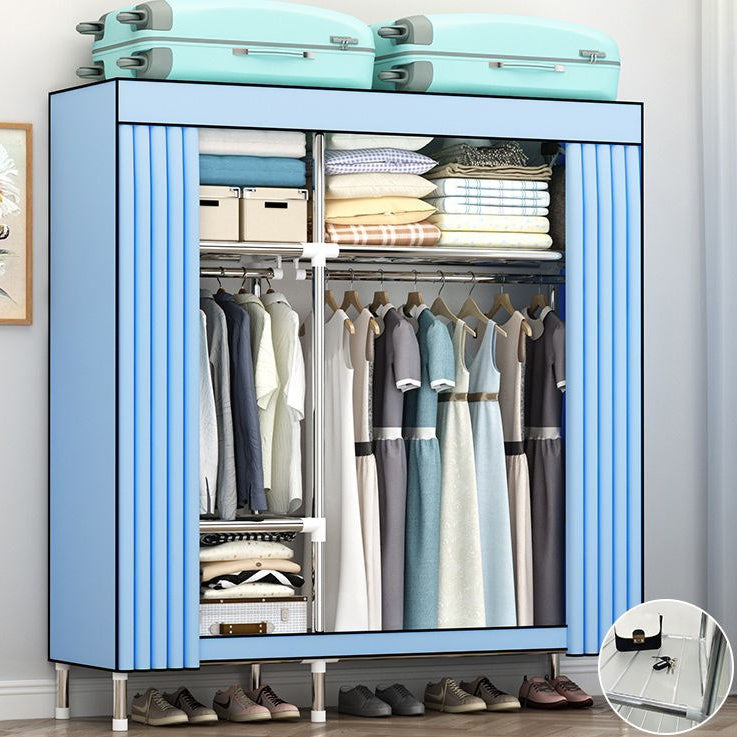 Contemporary Wardrobe Metal 1-Door Wardrobe Closet with Cloth Rod