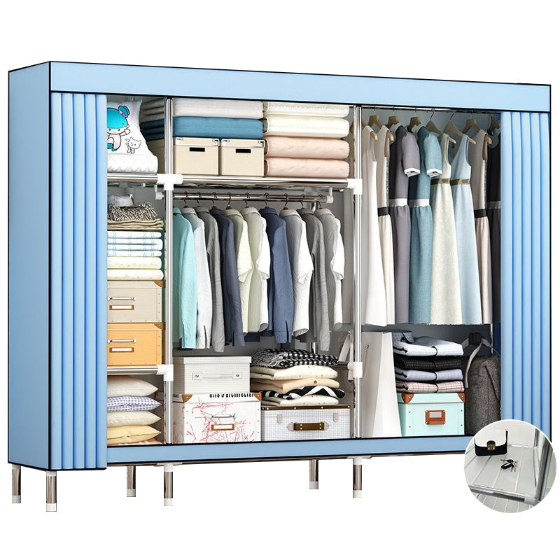 Contemporary Wardrobe Metal 1-Door Wardrobe Closet with Cloth Rod