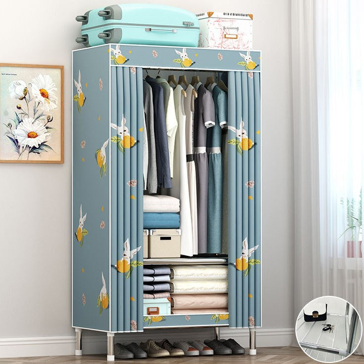 Contemporary Wardrobe Metal 1-Door Wardrobe Closet with Cloth Rod