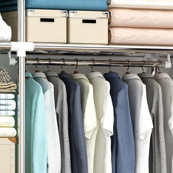 Contemporary Wardrobe Metal 1-Door Wardrobe Closet with Cloth Rod