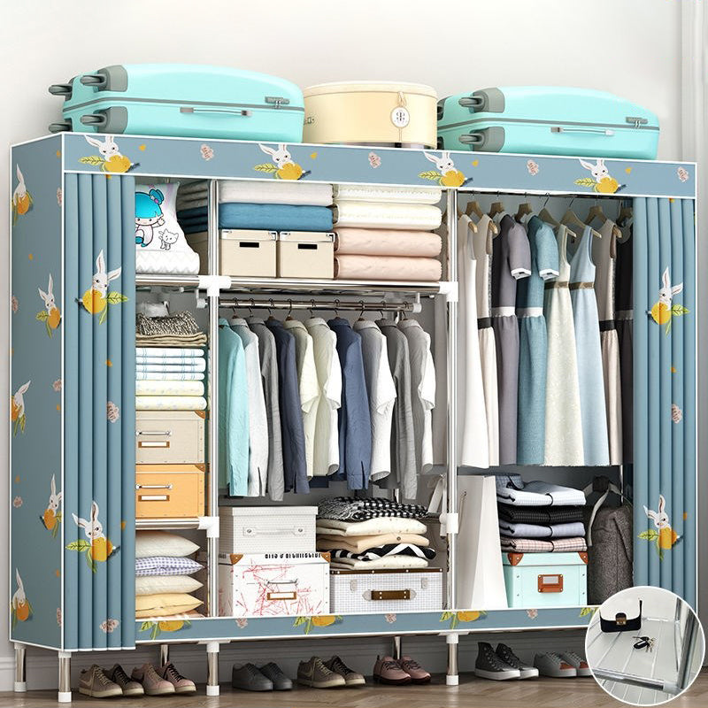 Contemporary Wardrobe Metal 1-Door Wardrobe Closet with Cloth Rod