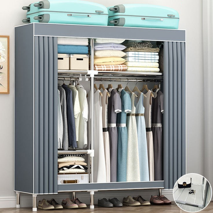 Contemporary Wardrobe Metal 1-Door Wardrobe Closet with Cloth Rod