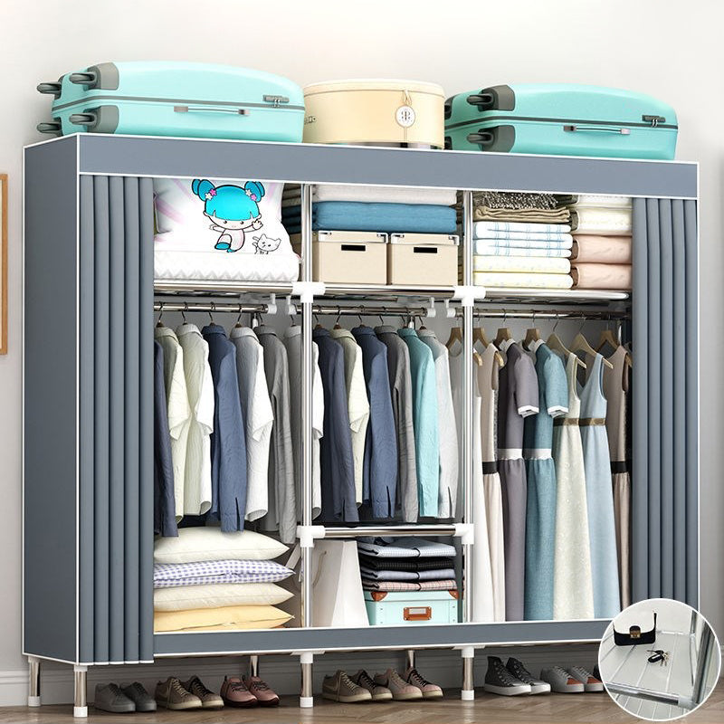 Contemporary Wardrobe Metal 1-Door Wardrobe Closet with Cloth Rod